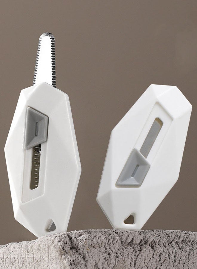 هومستر مقص مغناطيسي أبيض فاخر - مفتوح عبوة مضاد للالتصاق مع سكين تلقائي قابل للسحب | سكين مصغر محمول للاستخدام المنزلي/المكتبي/للشحن | بناء متين من ABS + الفولاذ المقاوم للصدأ | امتصاص مغناطيسي قوي للاستخدام بدون أيدي | أداة قطع آمنة وسهلة الاستخدام - Image 1